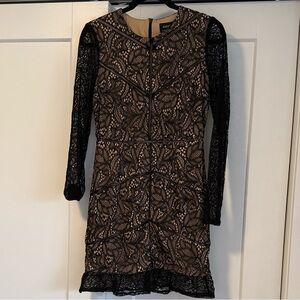 NWT Bardot Black and Tan Lace Long Sleeve Dress